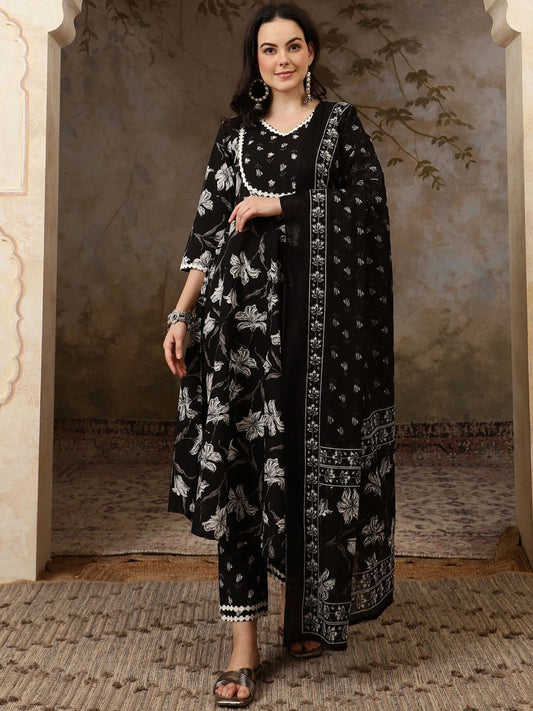 Women Printed Pure Cotton Kurta & Trouser With Dupatta