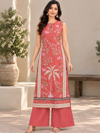 Women Floral Printed Regular Pure Cotton Kurta with Palazzos