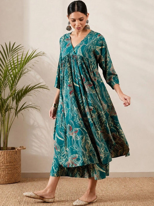 Women Floral Printed Tiered Kurta with Palazzos