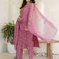 Women Floral Printed Cotton Kurta with Trousers & Dupatta