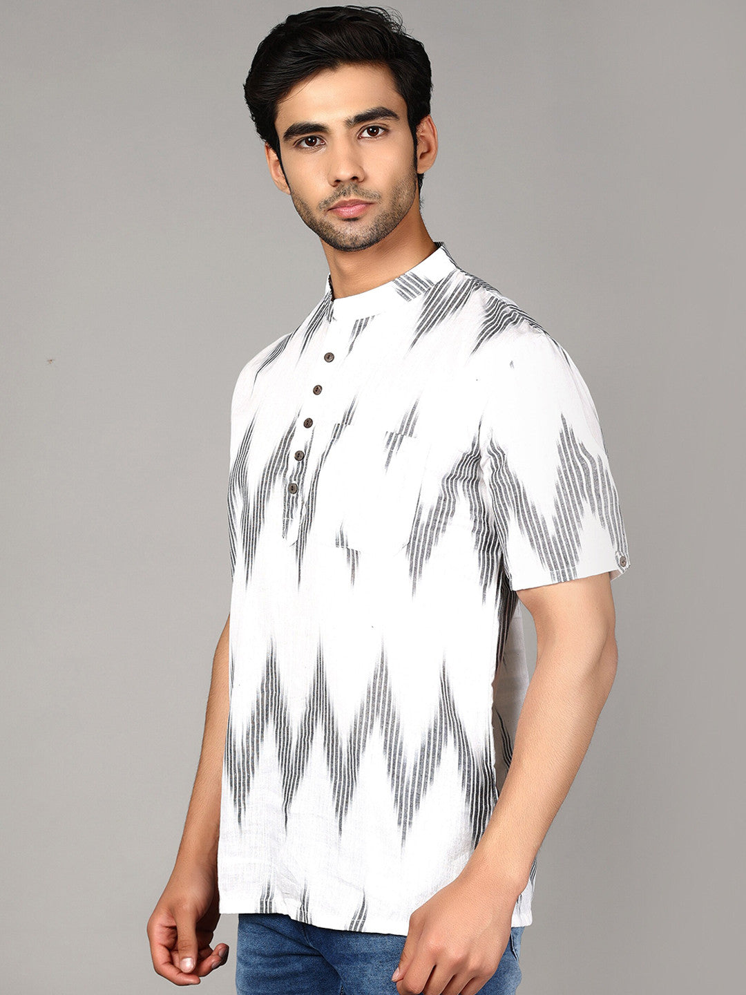 Men Geometric Printed Pure Cotton Kurta