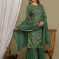 Women Green Viscose Rayon Kurta Sharara Set