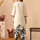 Floral Printed Round Neck Pure Cotton Straight Kurta With Trousers - Amy's Cart