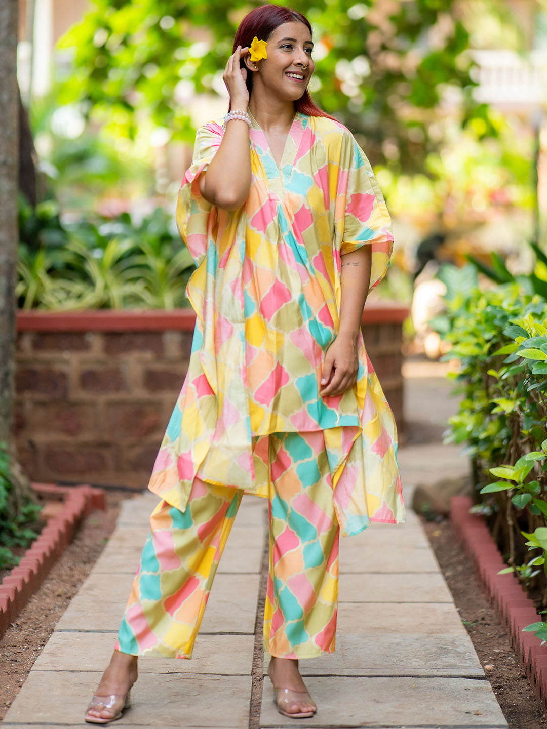 Silk Blend Abstract Printed Co-Ord