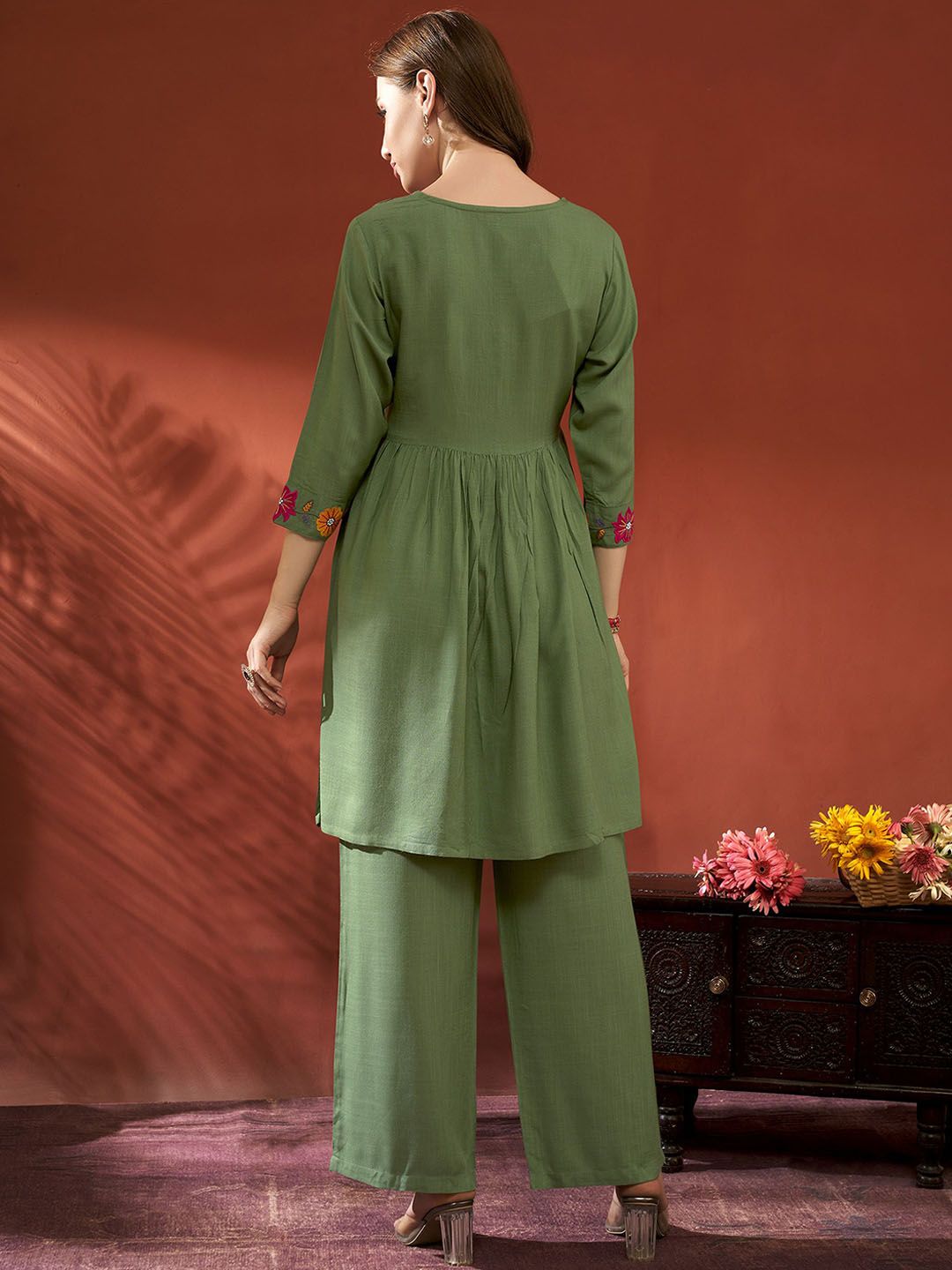 Embroidered Tunic With Palazzos Co-Ords