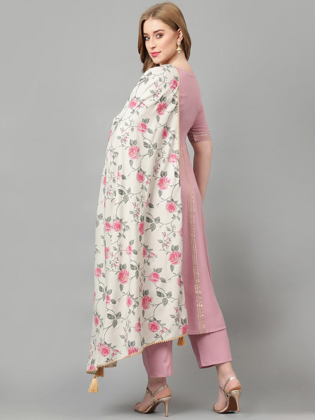 Women Embroidered Empire Gotta Patti Kurta with Trousers & With Dupatta