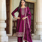 Floral Embroidered Regular Sequinned Kurta with Trousers & Dupatta