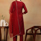 Women Red Silk Blend Kurta Pant Dupatta Set