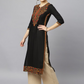 Women Black Embroidered Viscose Rayon Straight Kurta