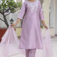 Women Purple Silk Blend Kurta Pant Dupatta Set