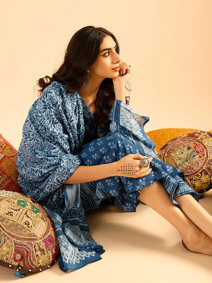 Women Pure Cotton Kurta Palazzo Dupatta Set
