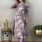 Purple Floral Printed V-Neck Kurta with Trousers