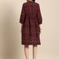 Ethnic Motifs Print Puff Sleeves A-Line Dress