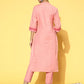 Women Pink Cotton Blend Kurta Pant Set