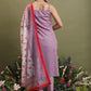 Mauve Floral Printed Straight Kurta with Trousers & Dupatta