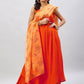 Women Orange Pleated Kurta with Palazzos & With Dupatta