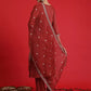 Women Rust Silk Blend Kurta Pant Dupatta Set