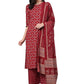 Women's Rayon Printed Straight Kurti with Palazzos and Dupatta Set