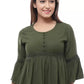 Casual Regular Sleeves Embroidered Women Green Top