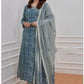 Women Blue Pure Cotton Kurta Pant Dupatta Set