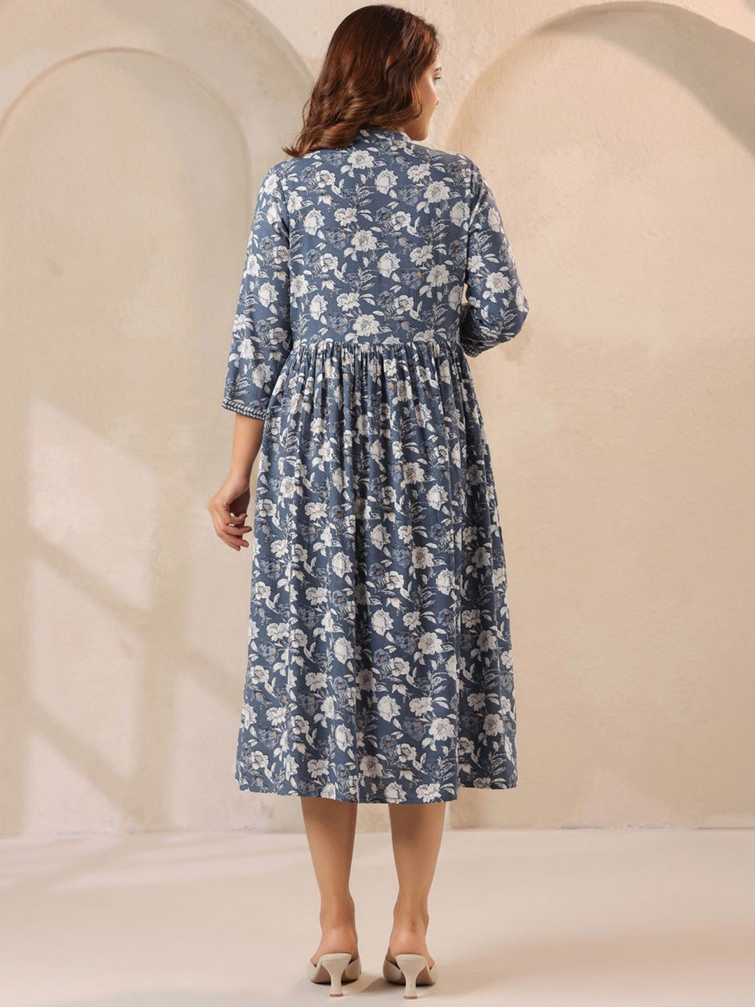 Floral Printed Fit & Flared Ethnic Dress