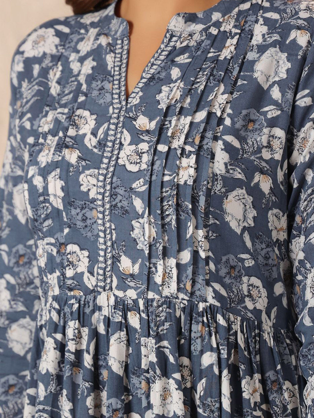 Floral Printed Fit & Flared Ethnic Dress