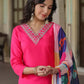 Women Pink Cotton Blend Kurta Pant Dupatta Set