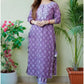 Women Purple Viscose Rayon Kurti Pant Set