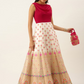 Women White Pink Made To Measure Ethnic Motifs A-Line Maxi Dress