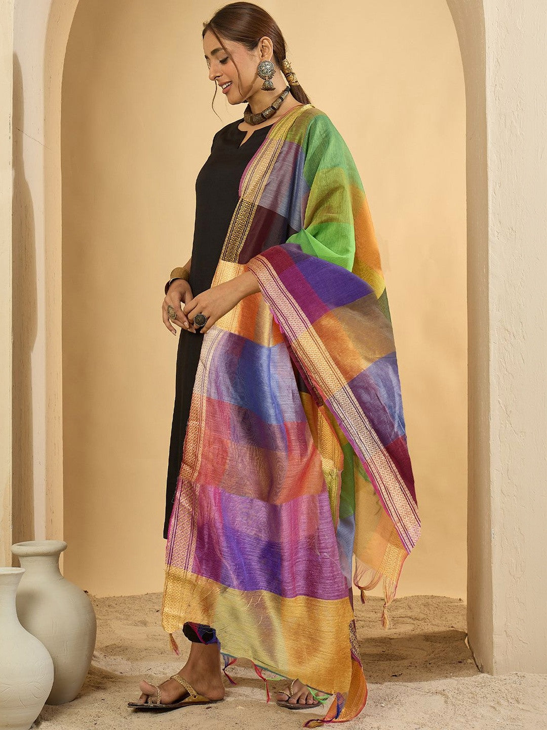 Women Regular Kurta with Trousers & With Dupatta