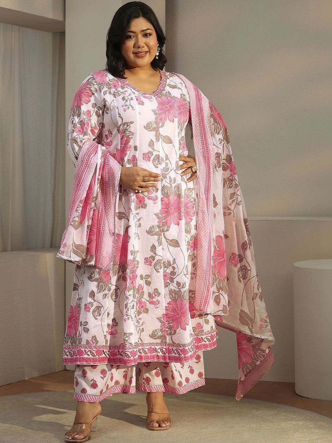 Women Floral Printed Regular Kurta with Palazzos & With Dupatta