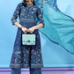 Women Blue Pure Cotton Kurta Palazzo Set