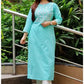 Women Blue Viscose Rayon Kurta Pant Set