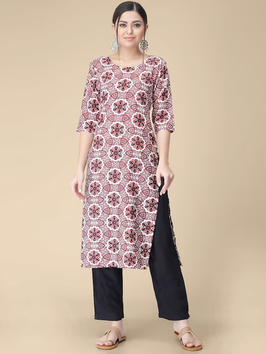 Floral Printed Regular Kurta with Trousers