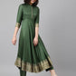 Green Anarkali Printed Kurta with Palazzos & With Dupatta