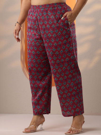 Extra Love By Libas Plus Size Floral Printed Regular Kurta with Trousers & With Dupatta
