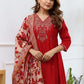 Women Silk Embroidered Kurta and Pant Set with Dupatta
