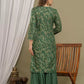 Women Green Viscose Rayon Kurta Sharara Set