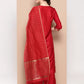 Women Red Cotton Blend Kurta Palazzo Dupatta Set