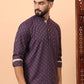 Geometric Woven Design Mandarin Collar Straight Short Kurta