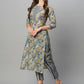 Women's Floral Cotton Blend Straight Printed Kurta with Pant Set