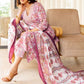 Floral Printed Kurta With Trousers & Dupatta