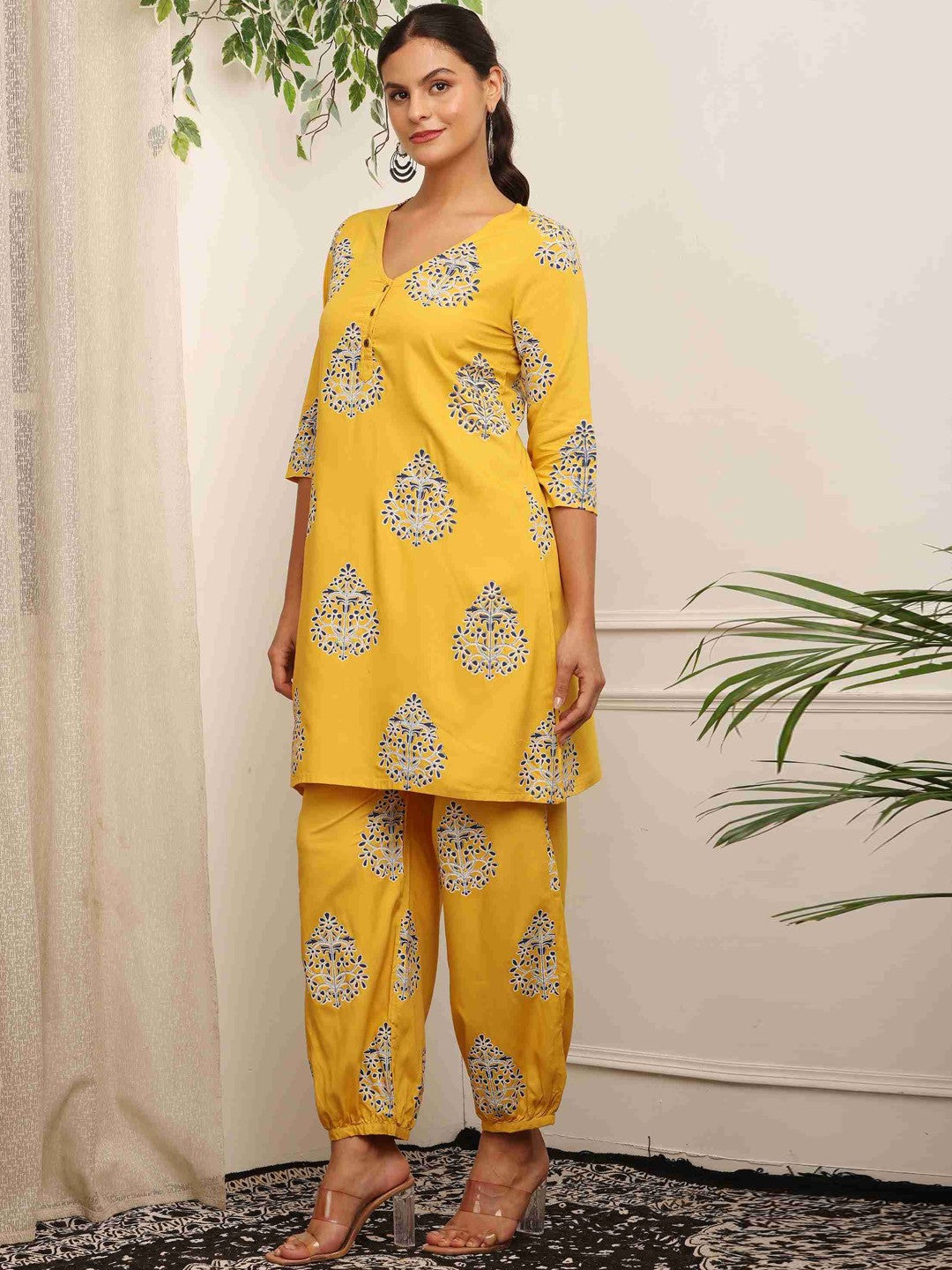 Floral Embroidered A-Line Kurta With Salwar