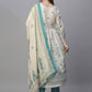 Women Ethnic Motifs Printed Angrakha Thread Work Pure Cotton Kurta with Trousers & With Dupatta