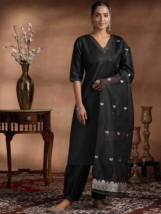 V-Neck Kurta with Salwar & Dupatta