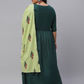 Plus Size Women Green Kurta with Palazzos & With Dupatta