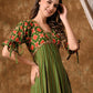 Women Printed Puff Sleeves Cotton Fit & Flare Midi Dress