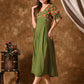 Women Printed Puff Sleeves Cotton Fit & Flare Midi Dress