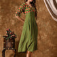 Women Printed Puff Sleeves Cotton Fit & Flare Midi Dress