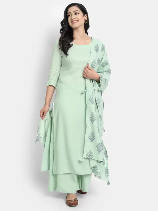 Women Viscose Rayon Kurta Palazzo Set